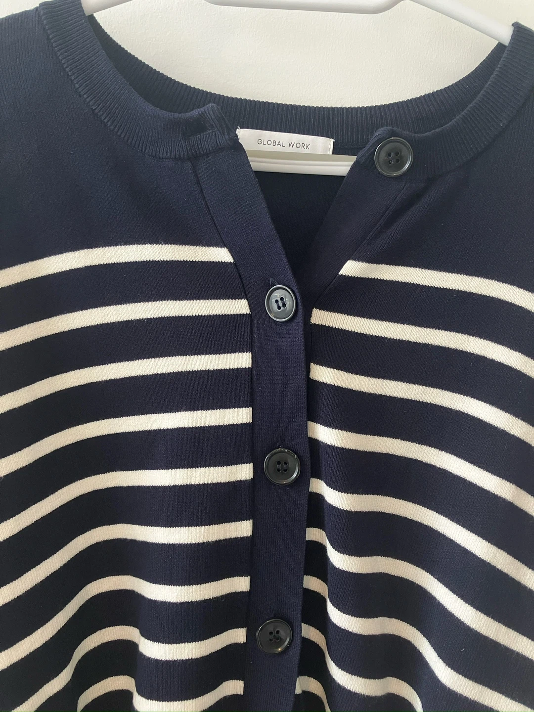 Navy Striped Button-Up Cardigan - photo 2