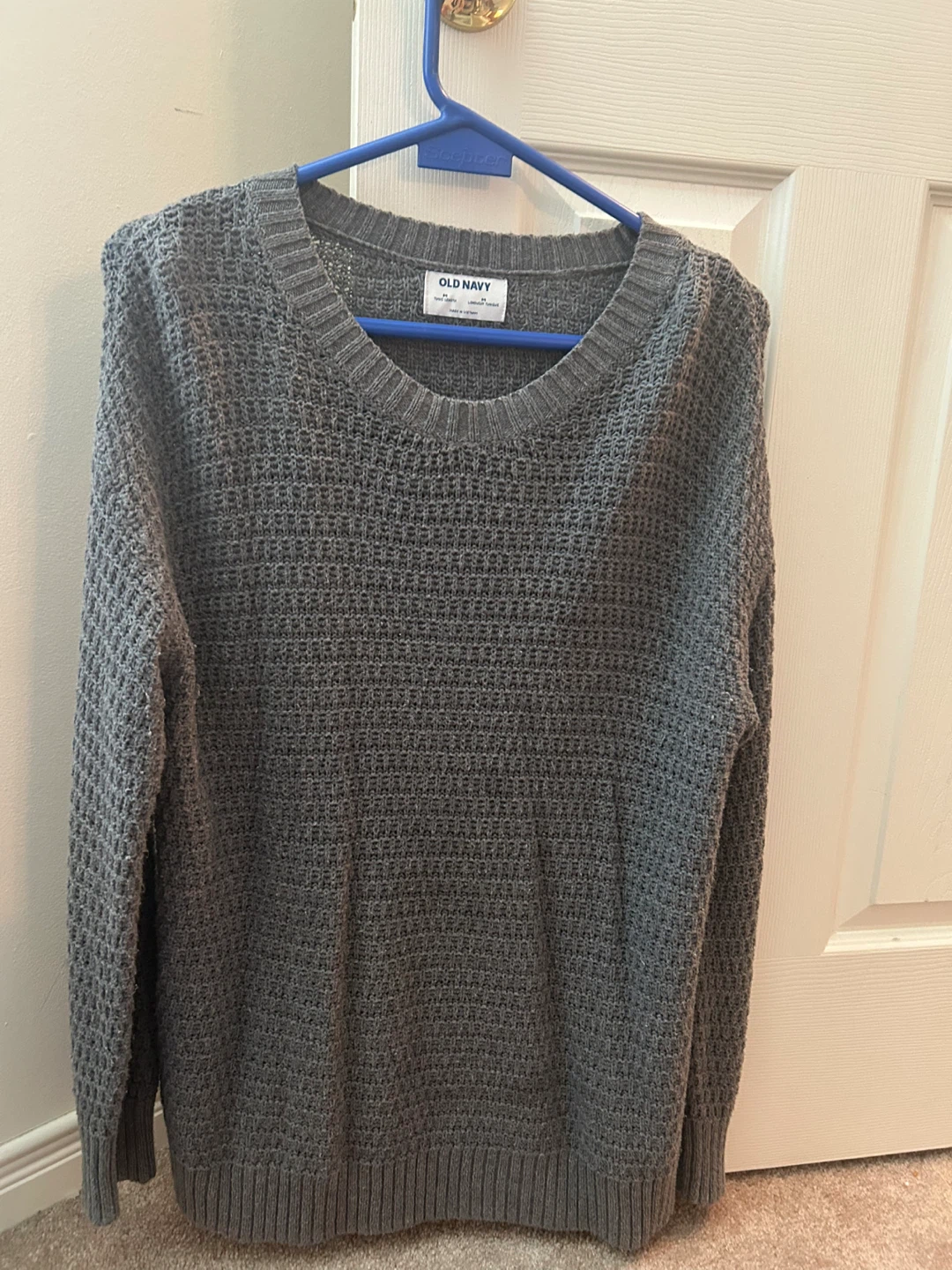 Old Navy Grey Waffle Knit Sweater