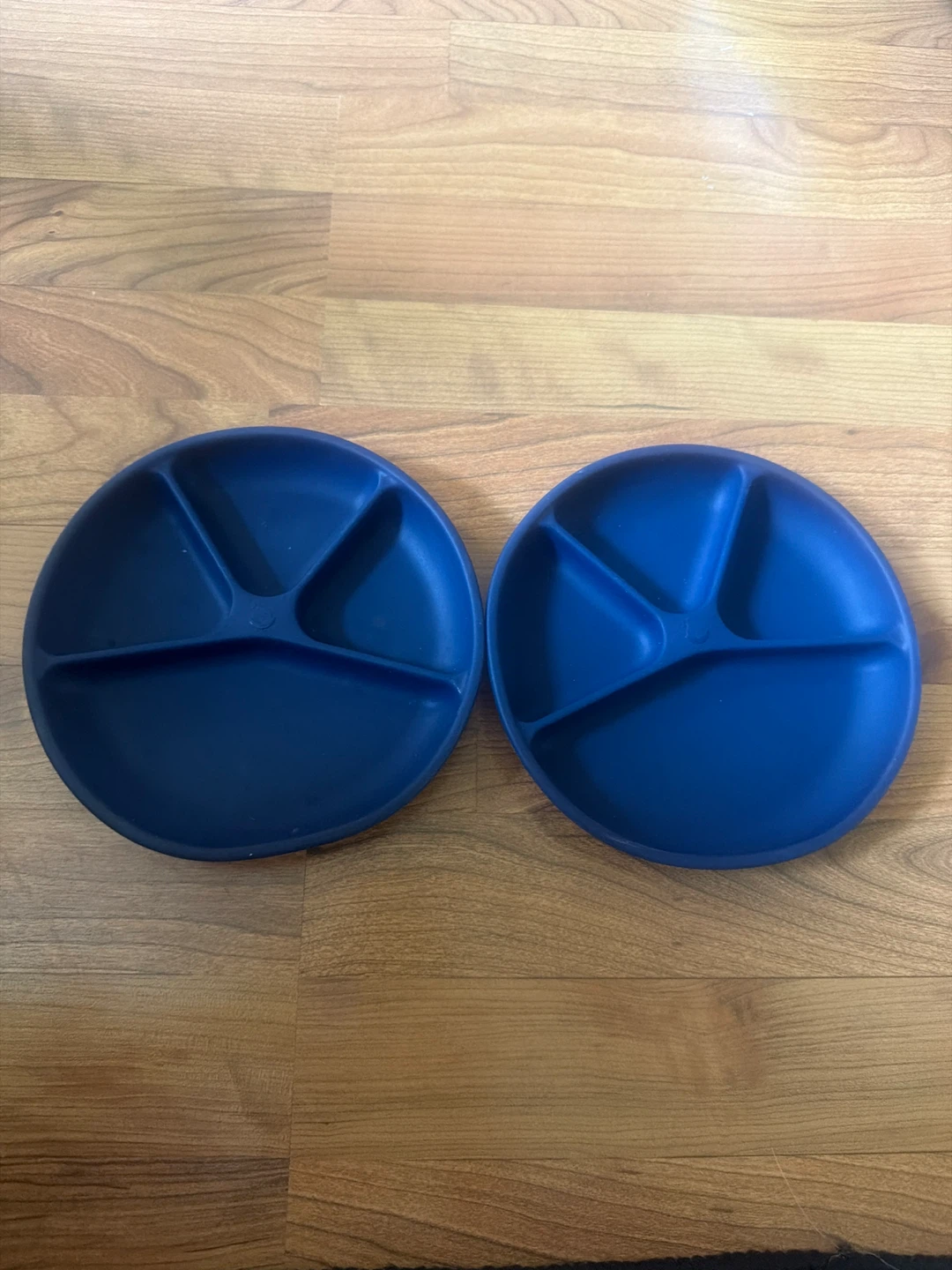 2 Blue Divided Silicone Plates for Toddlers