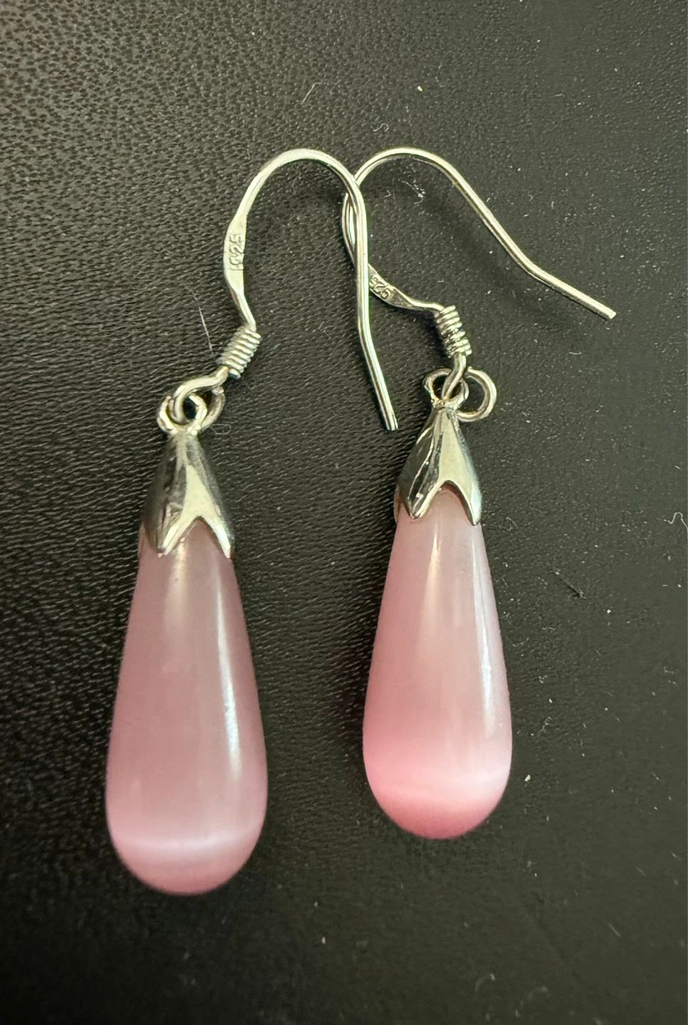 Sterling Silver Pink Teardrop Earrings