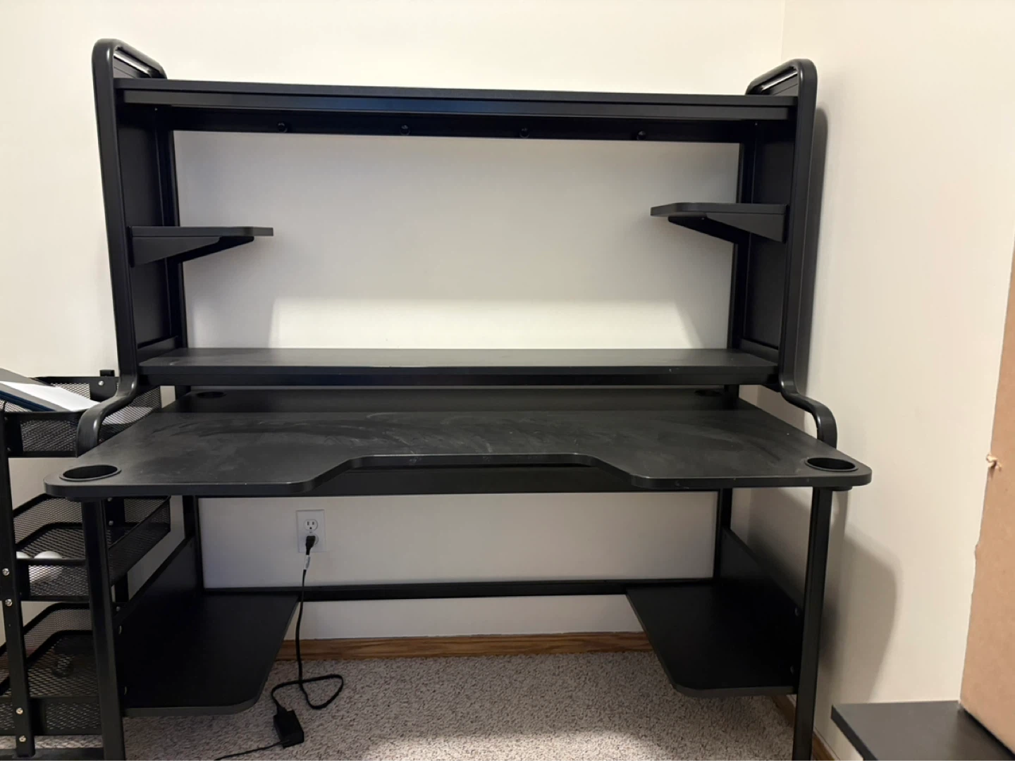 IKEA Black Gaming Desk with Shelves
