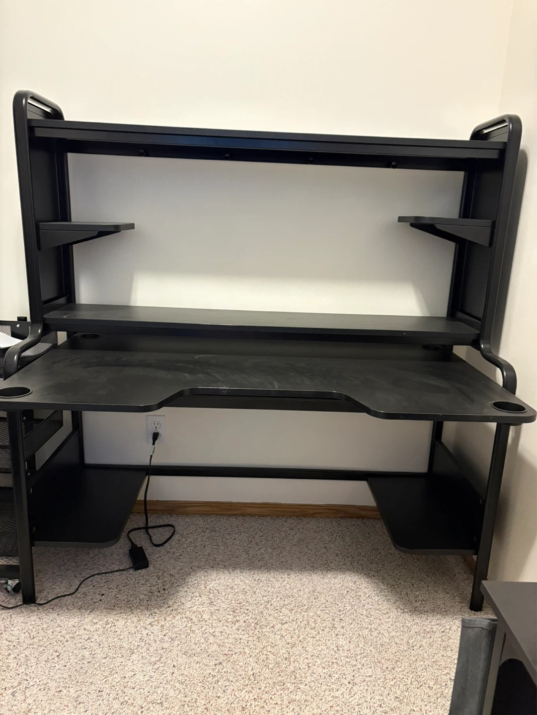 IKEA Black Gaming Desk with Shelves - photo 2