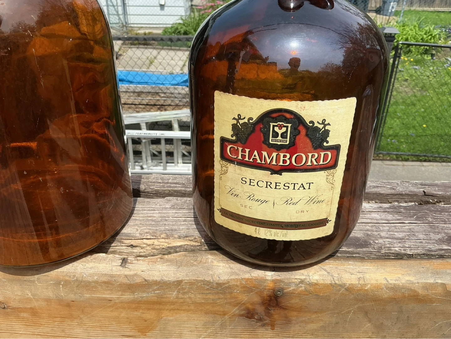 2 Vintage Amber Glass Jugs CHAMBORD RED WINE Carboys ! - photo 2