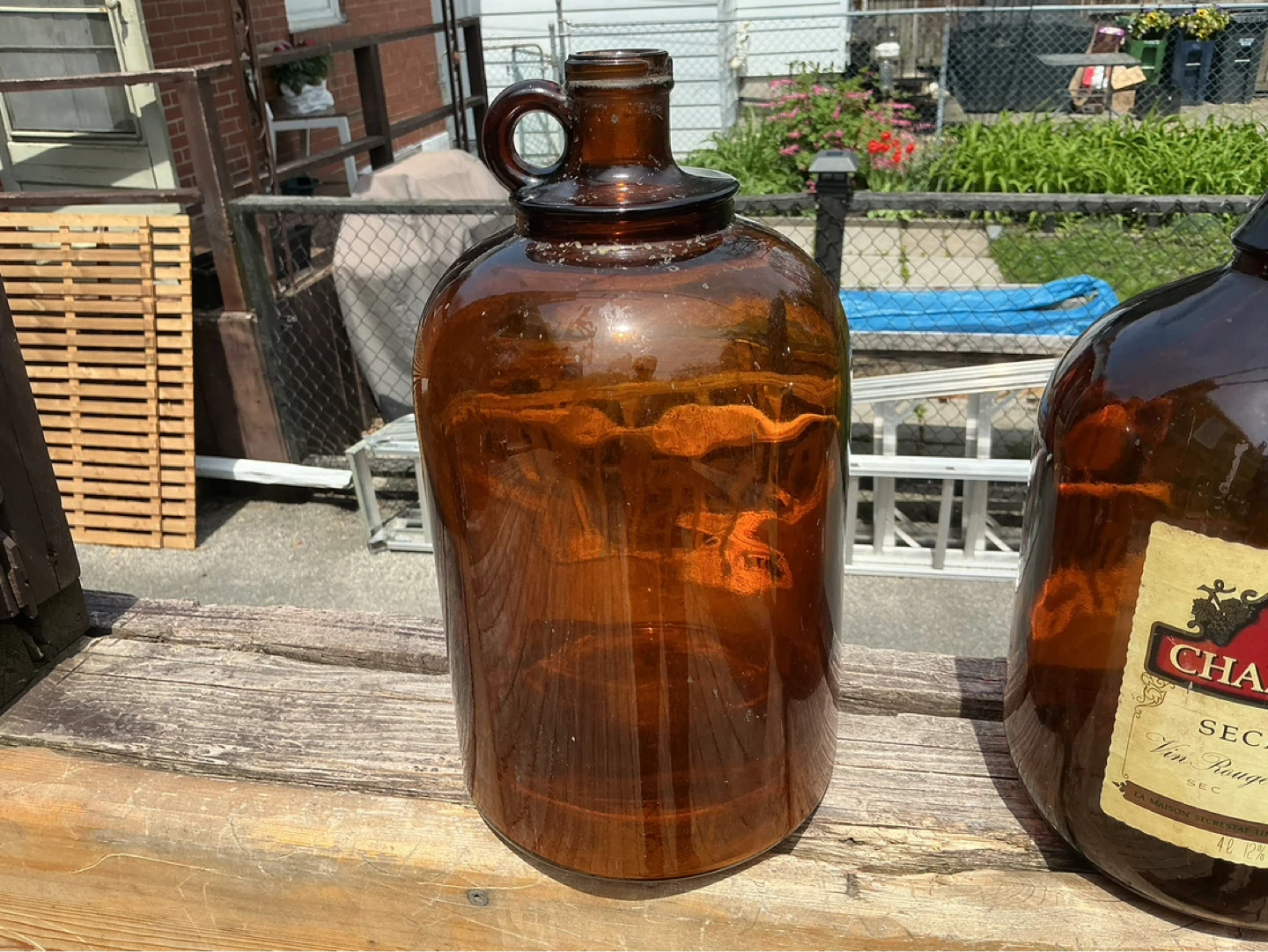 2 Vintage Amber Glass Jugs CHAMBORD RED WINE Carboys ! - photo 3