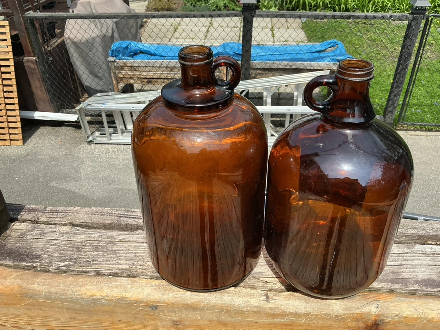 2 Vintage Amber Glass Jugs CHAMBORD RED WINE Carboys ! - photo 4