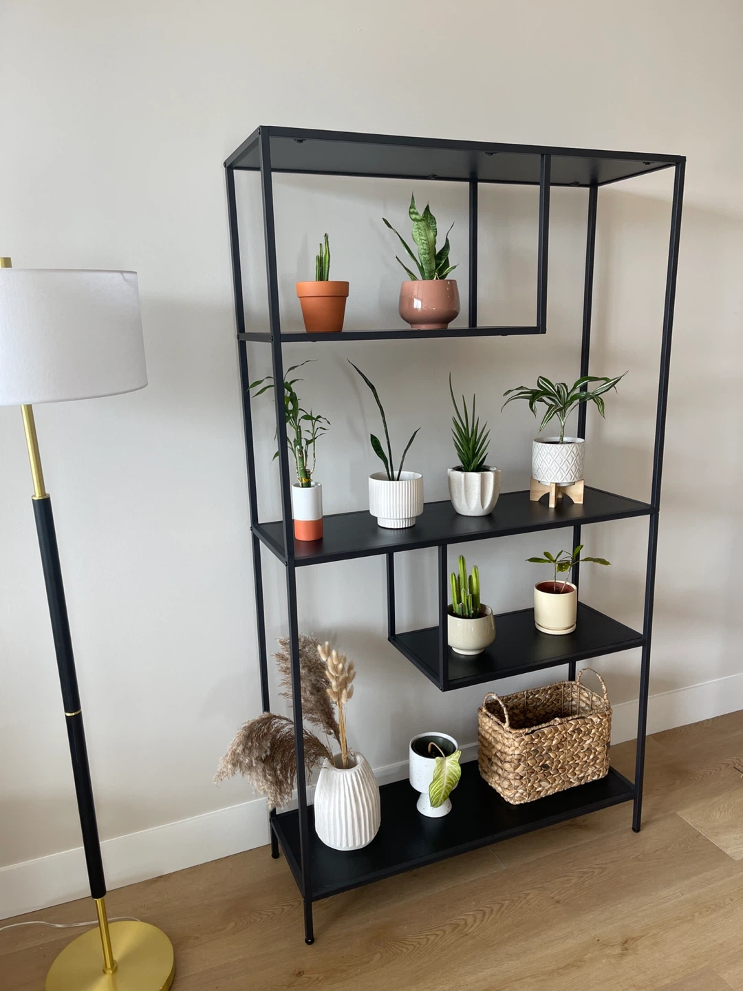 Black Metal Bookshelf with Asymmetrical Shelving - photo 3