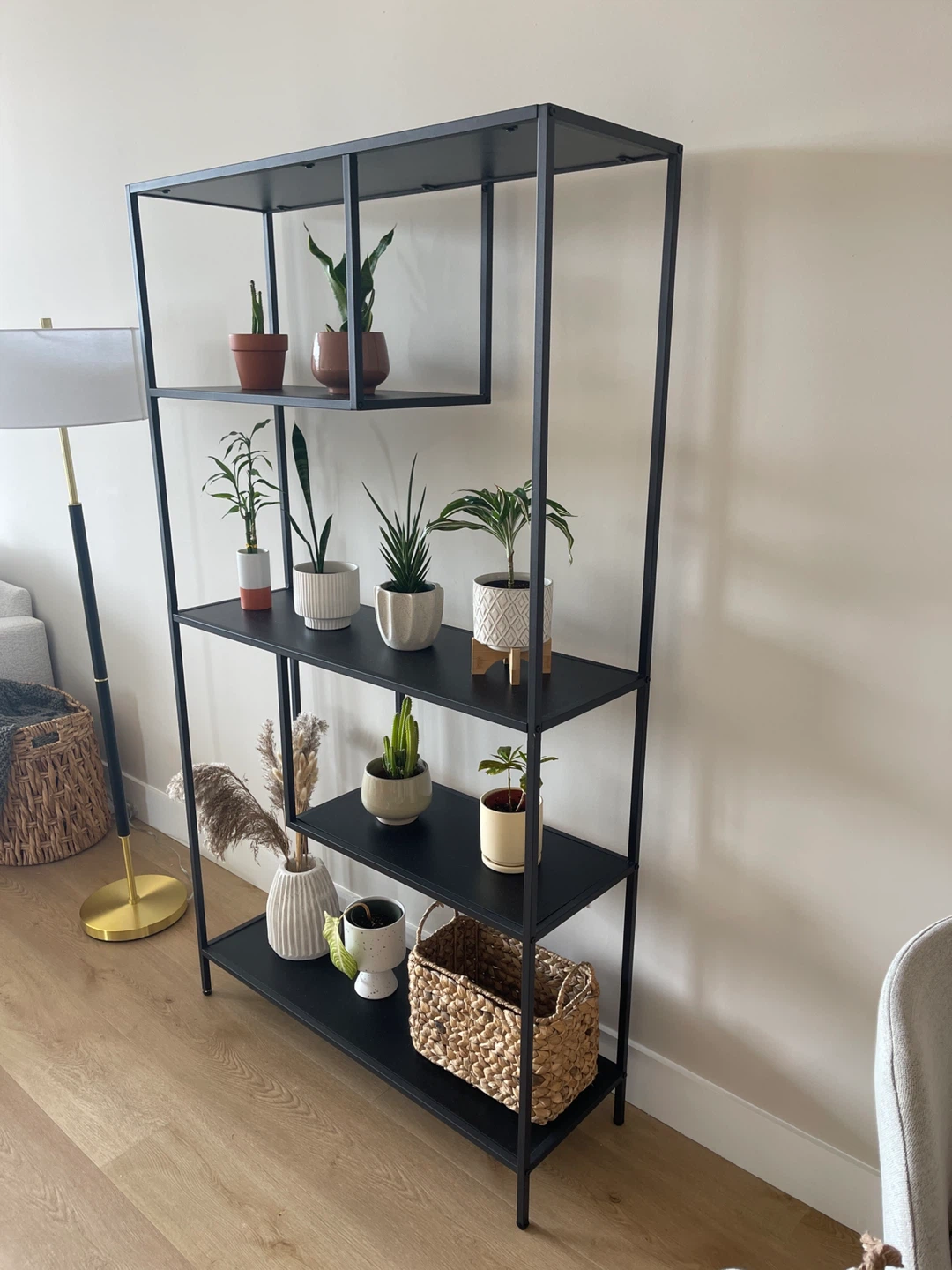 Black Metal Bookshelf with Asymmetrical Shelving - photo 2