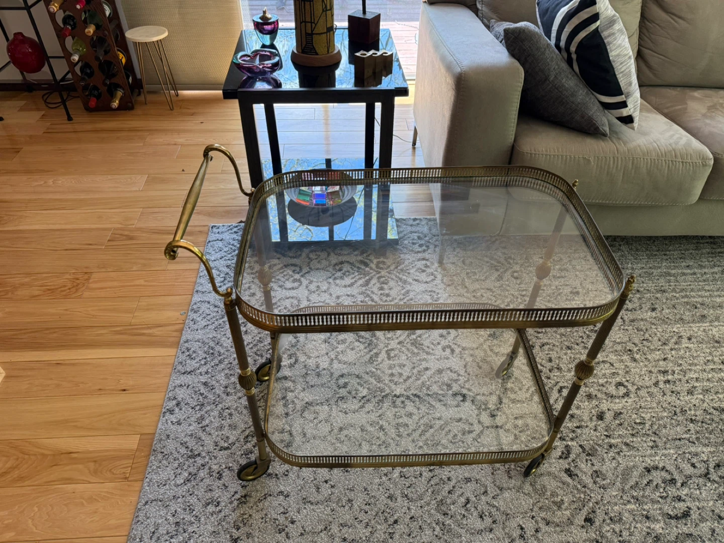 Vintage Brass & Glass Bar Cart