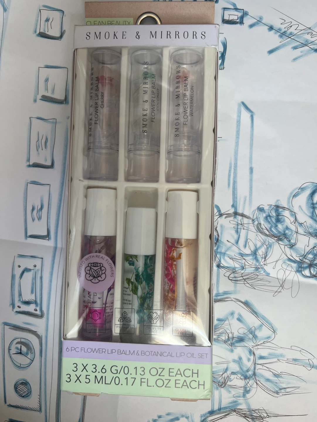 Smoke & Mirrors 6 PC Flower Lip Balm & Botanical Oil Set