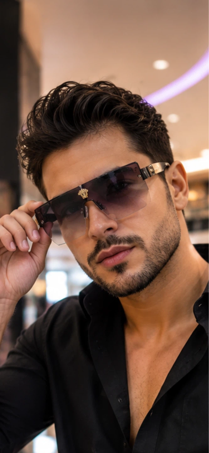 New VERSACE Oversized Shield Sunglasses with Medusa Head Detail