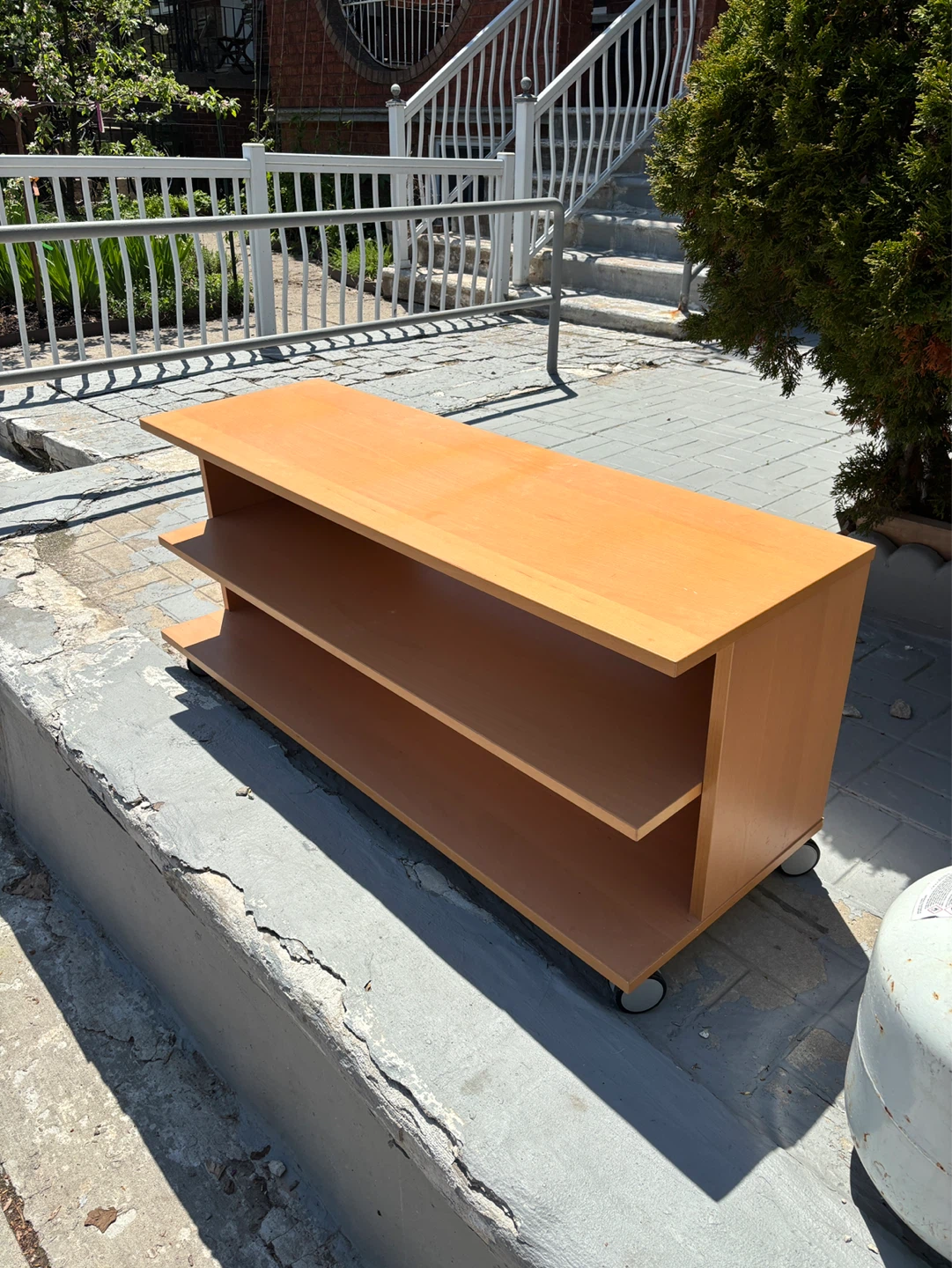 IKEA Light Wood TV Stand with Wheels - photo 2