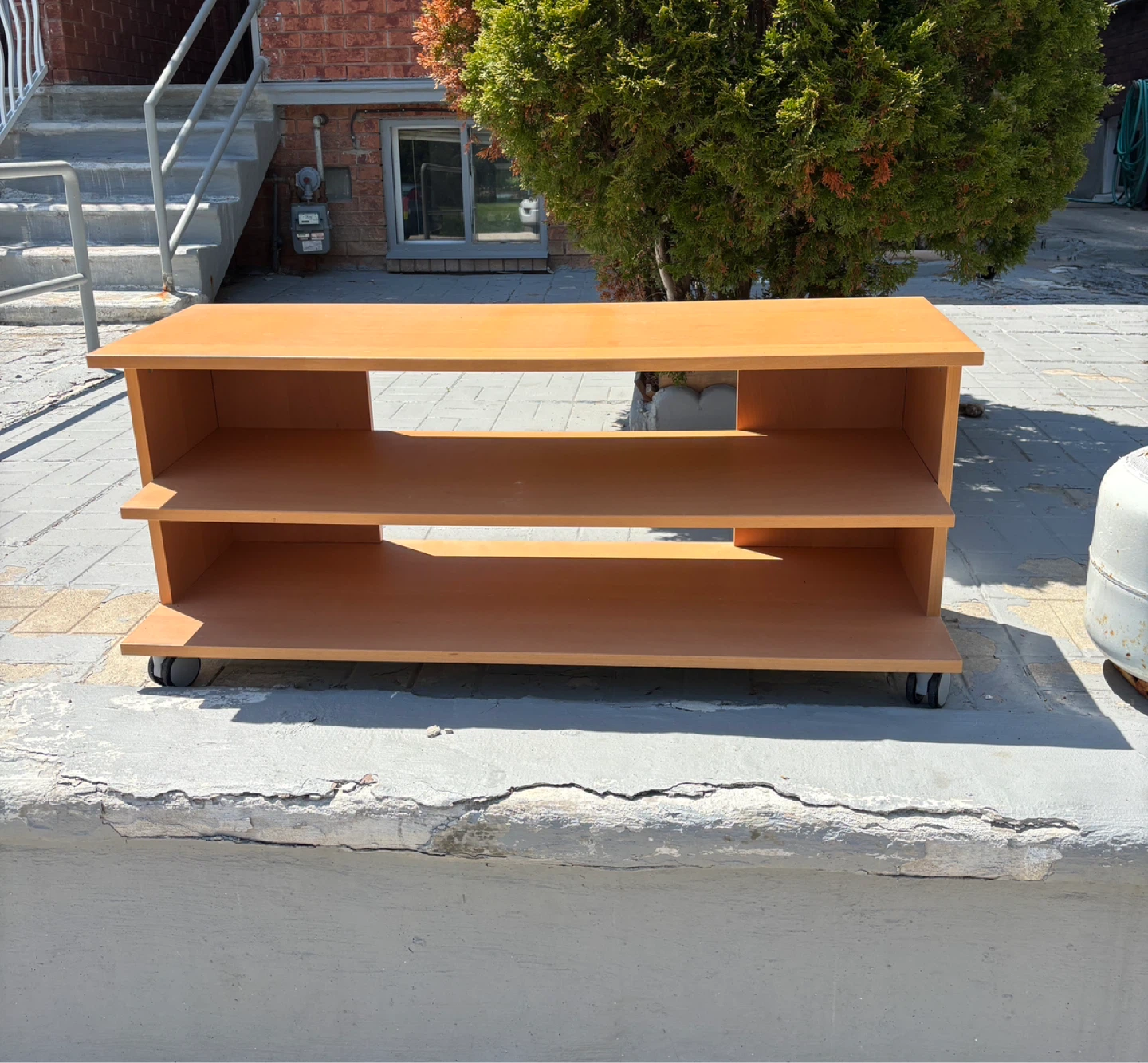 IKEA Light Wood TV Stand with Wheels
