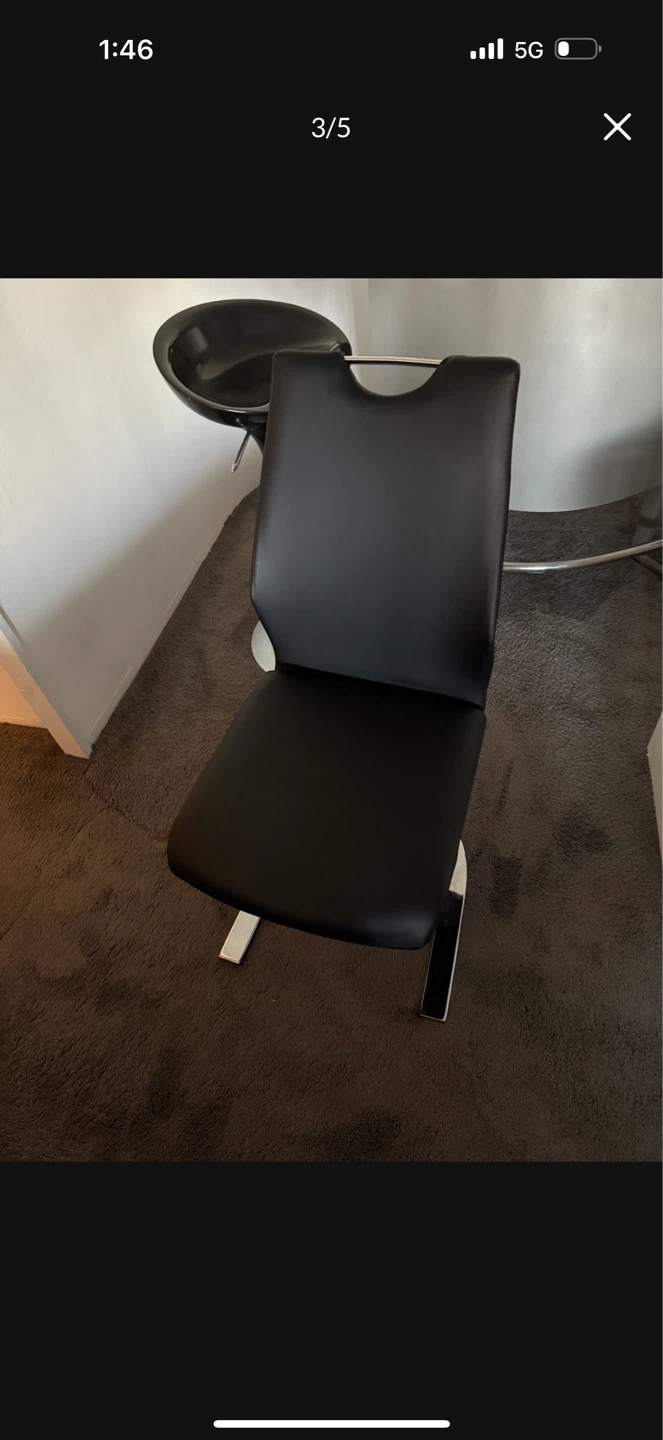 Black Faux Leather Dining Chair - photo 3