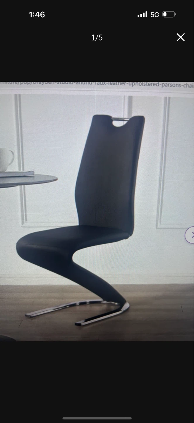 Black Faux Leather Dining Chair - photo 2