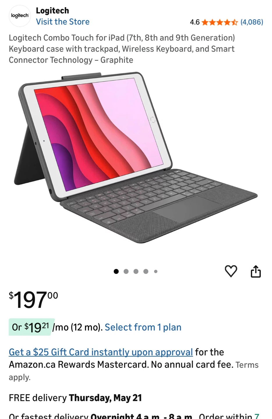 Touch Keyboard Case for iPad (7th, 8th, 9th Gen) - Graphite