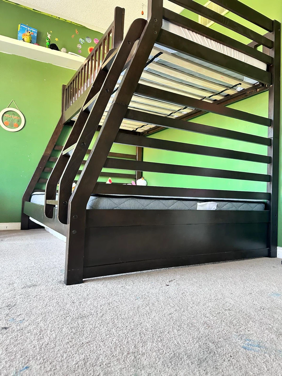 Dark Wood Bunk Bed with Ladder