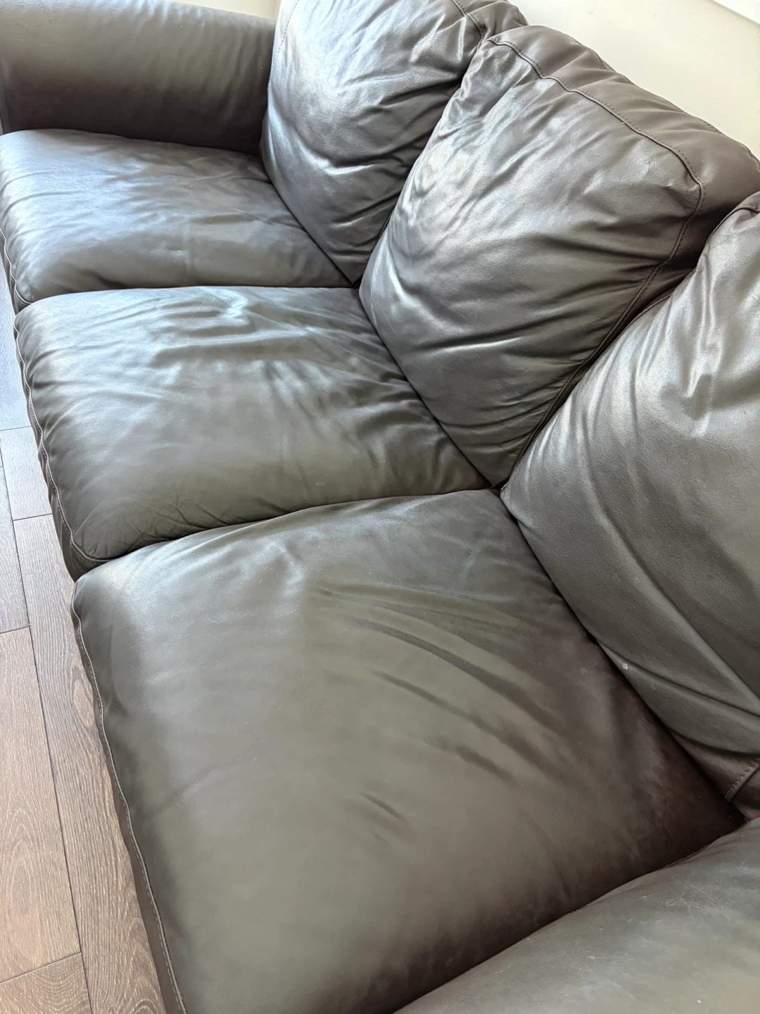 Dark Brown Leather Sofa - photo 3