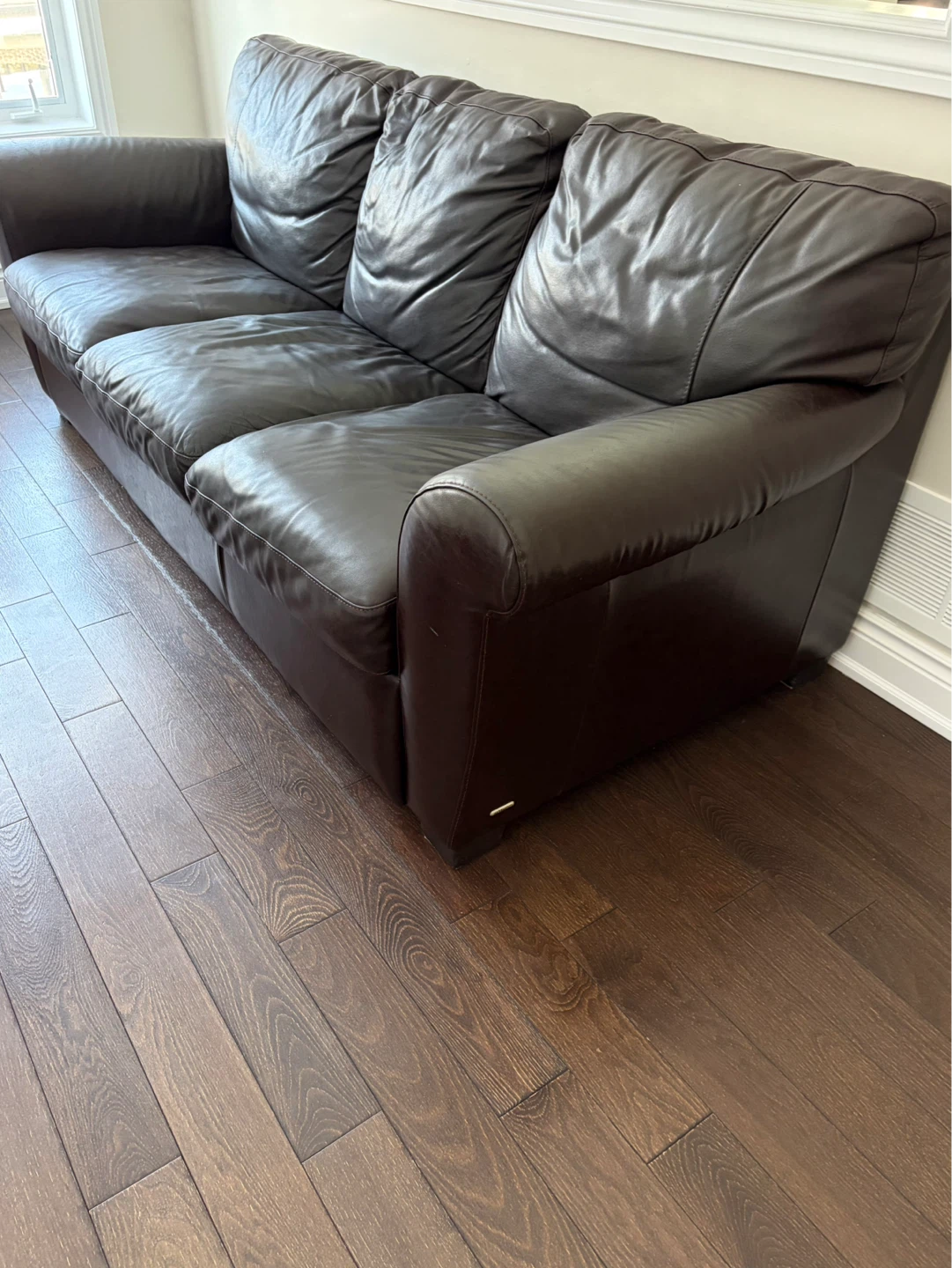Dark Brown Leather Sofa - photo 2