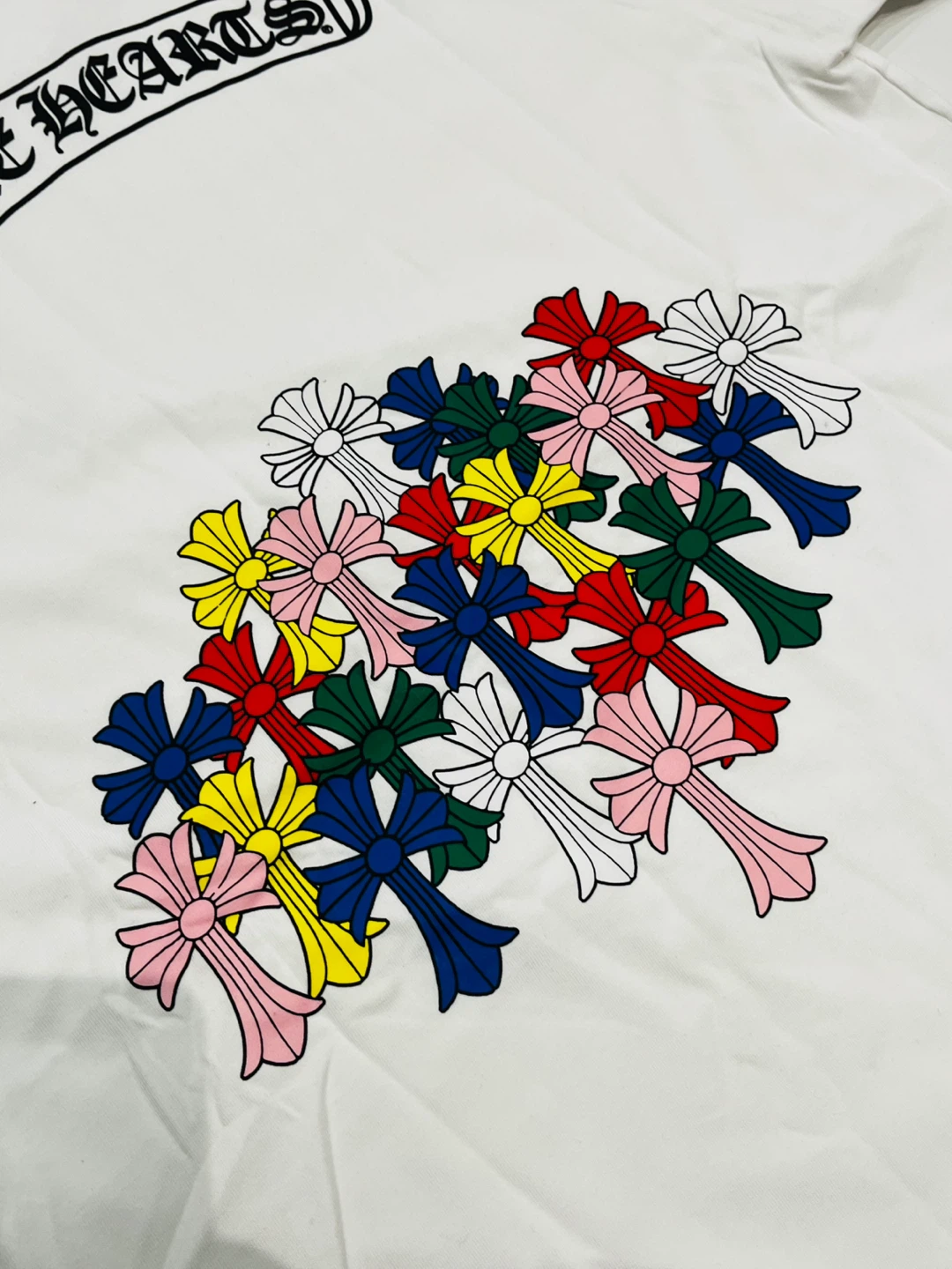 Chrome Hearts White T-Shirt with Multi-Color Crosses - photo 3