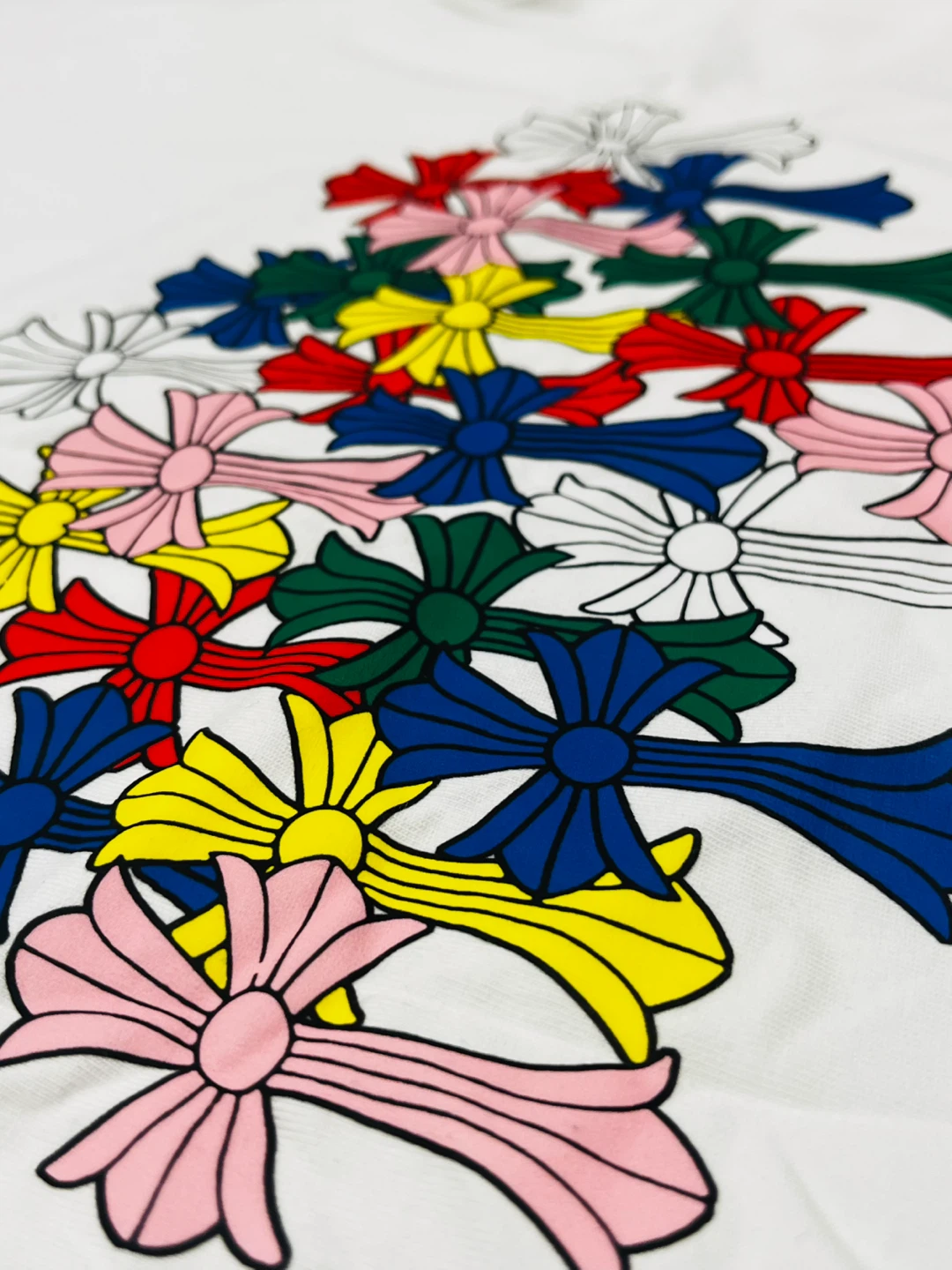 Chrome Hearts White T-Shirt with Multi-Color Crosses - photo 4