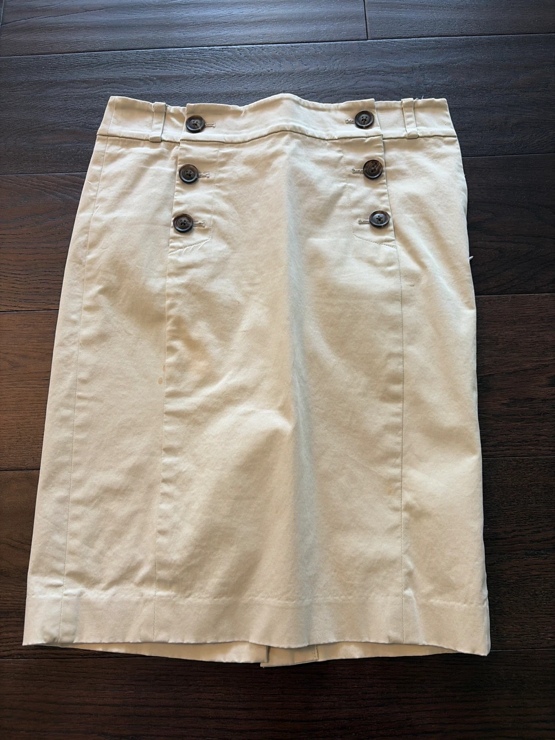 Beige Button-Front Skirt