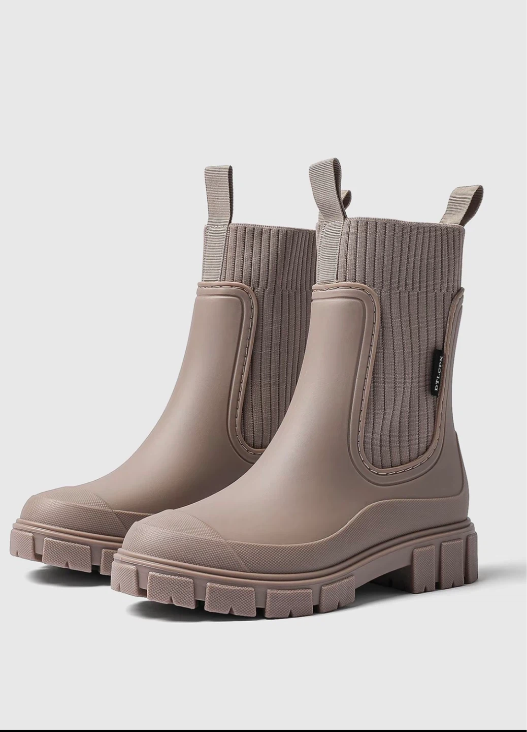 Women's Tan Chelsea Boots with Knit Ankle