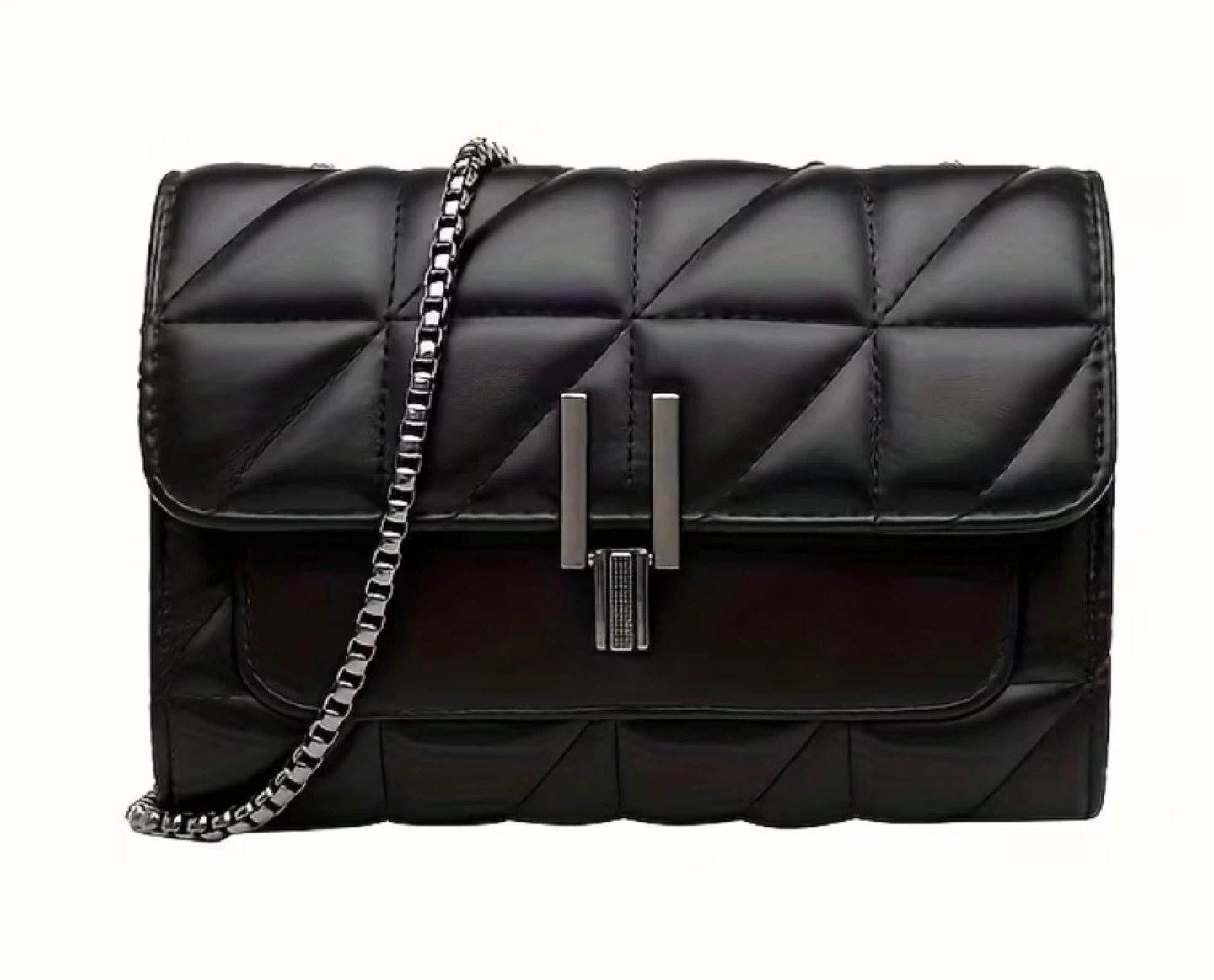 New Black Quilted Shoulder Bag with Chain Strap - photo 2