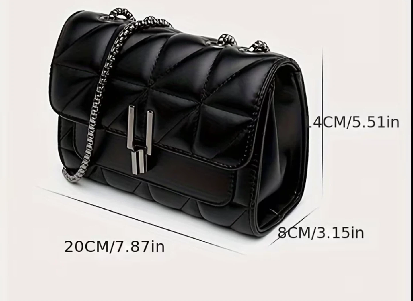 New Black Quilted Shoulder Bag with Chain Strap - photo 3