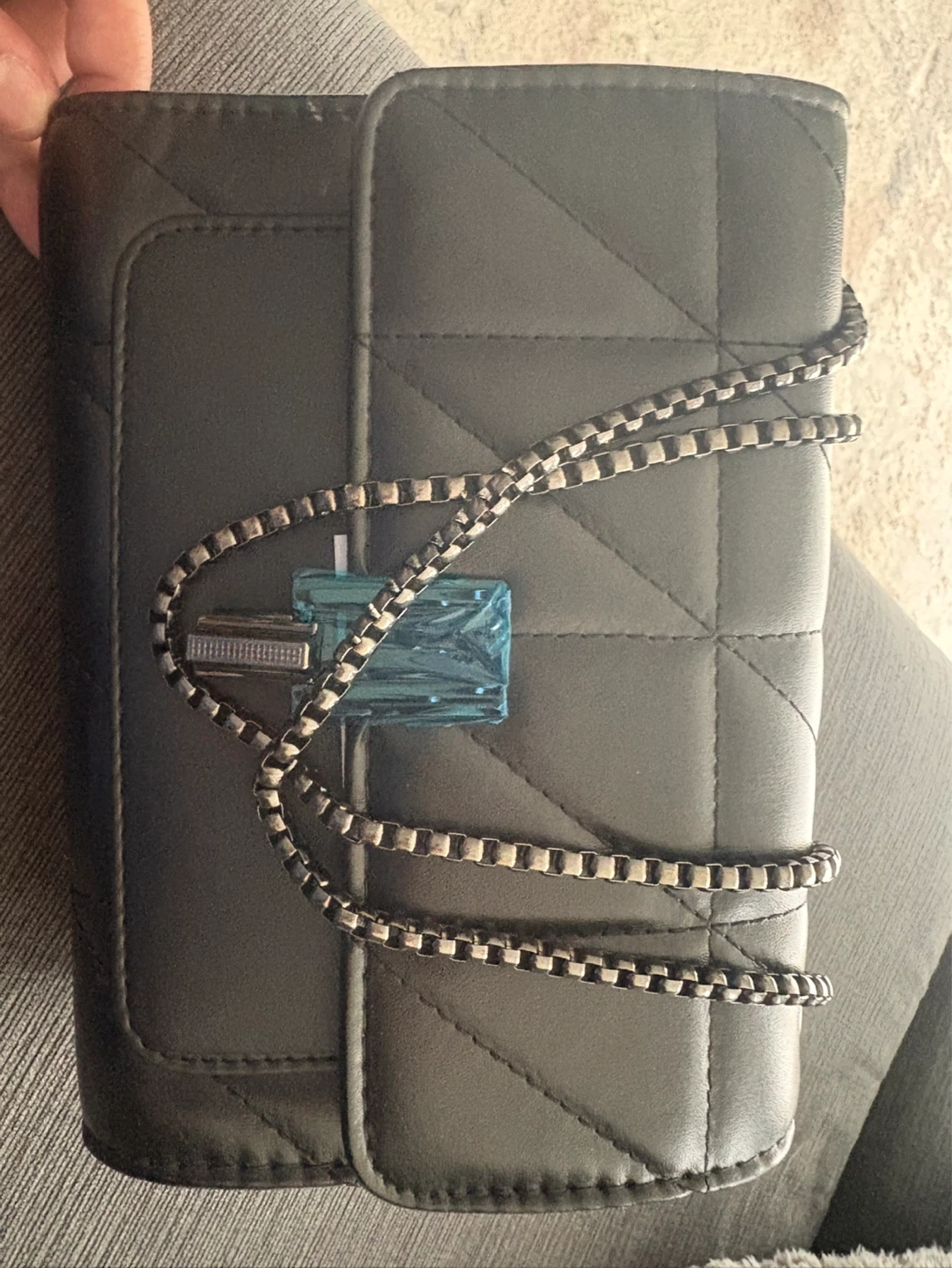 New Black Quilted Shoulder Bag with Chain Strap - photo 4