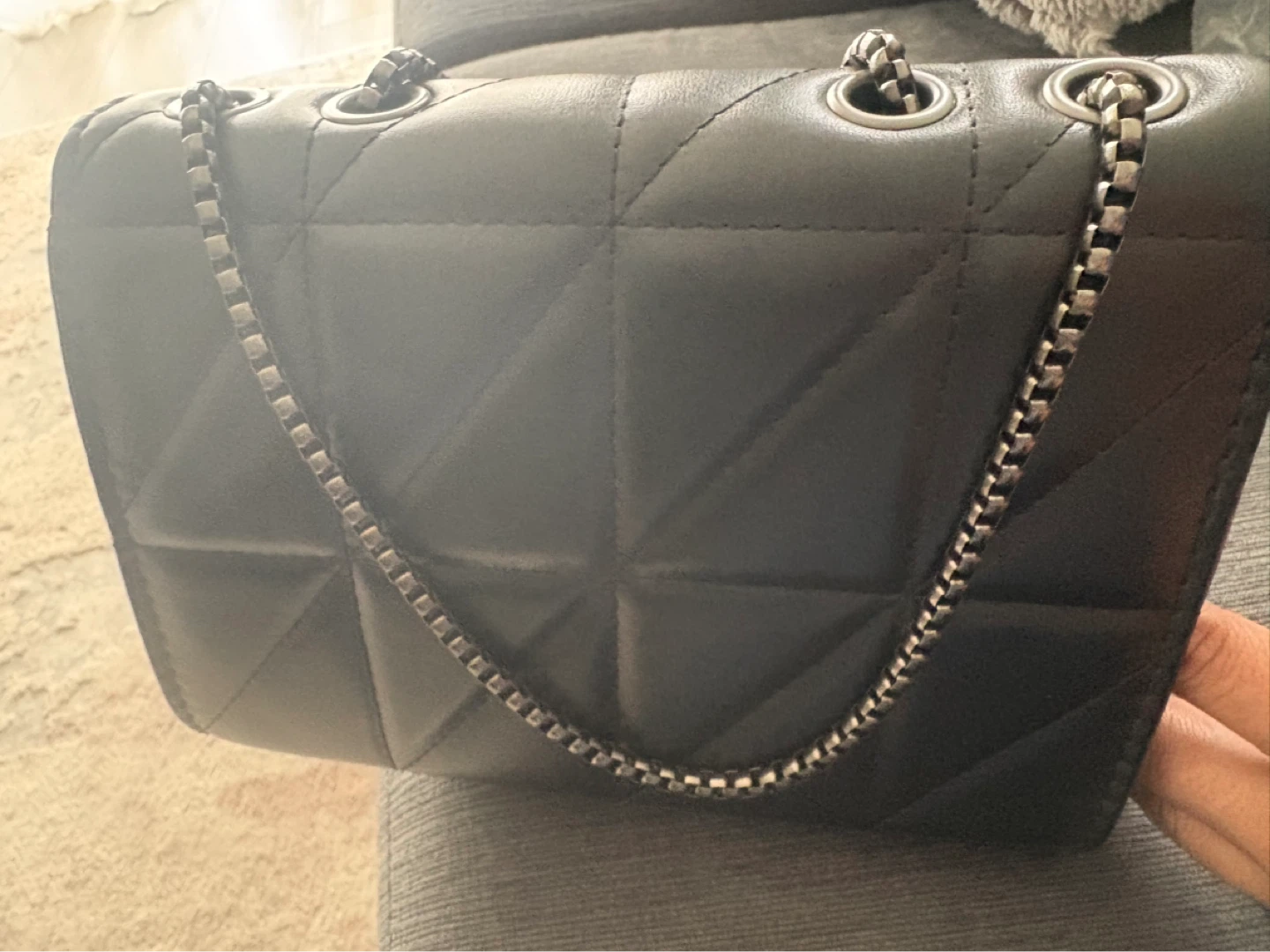 New Black Quilted Shoulder Bag with Chain Strap - photo 5