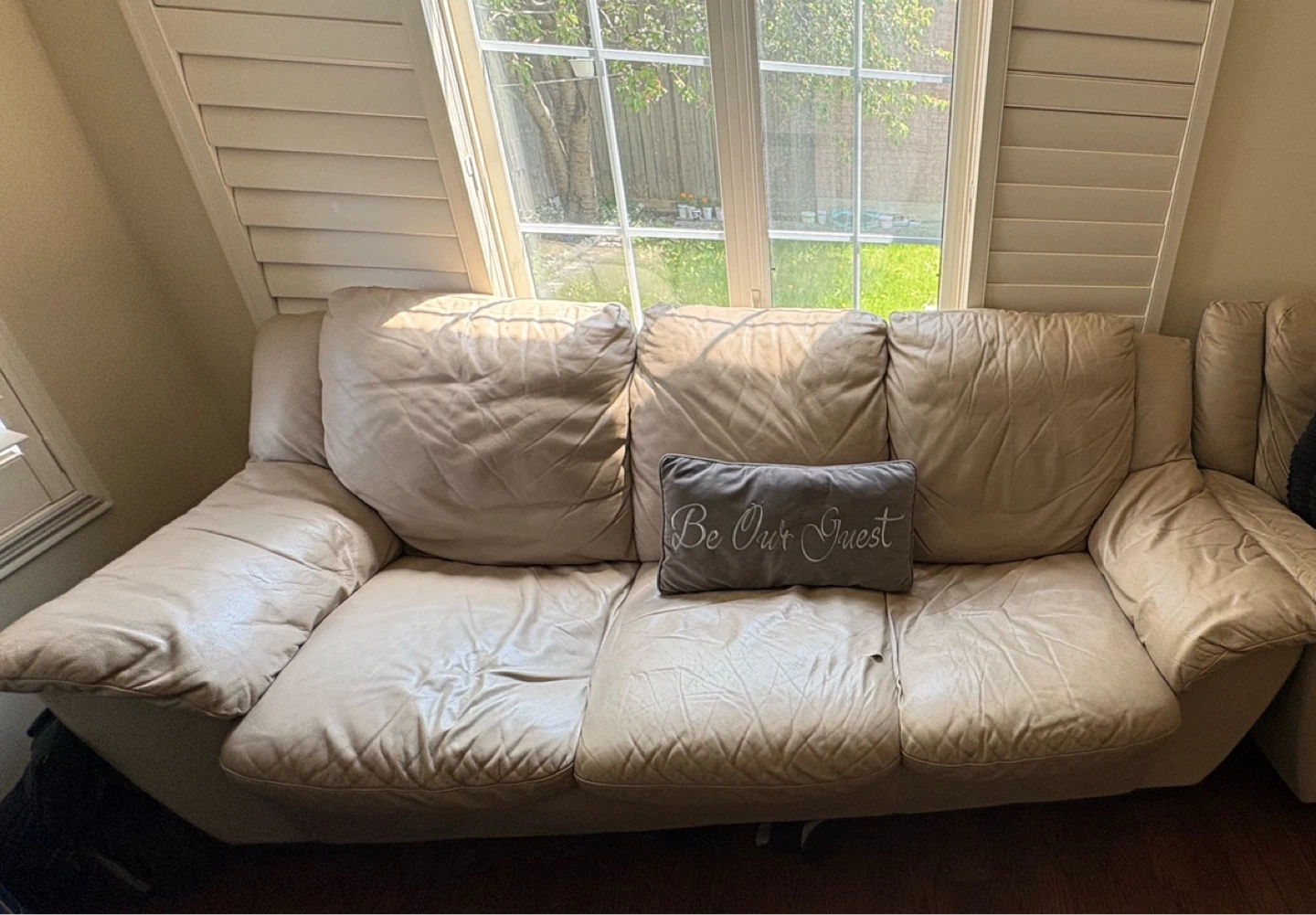 Cream Leather Sofa