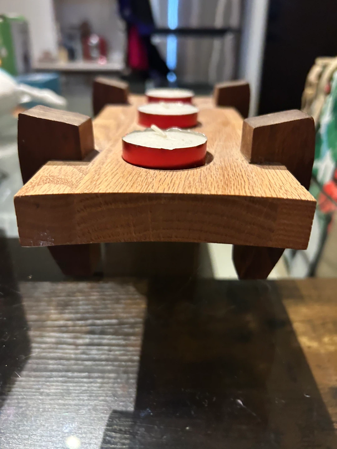Wooden tealight candle holder - photo 2