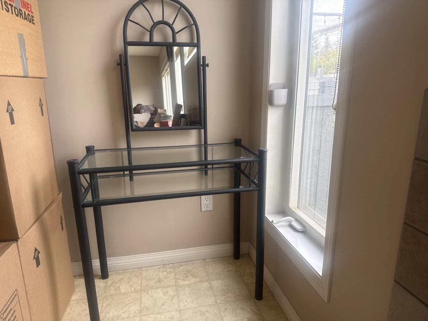 Glass Vanity Table with Mirror