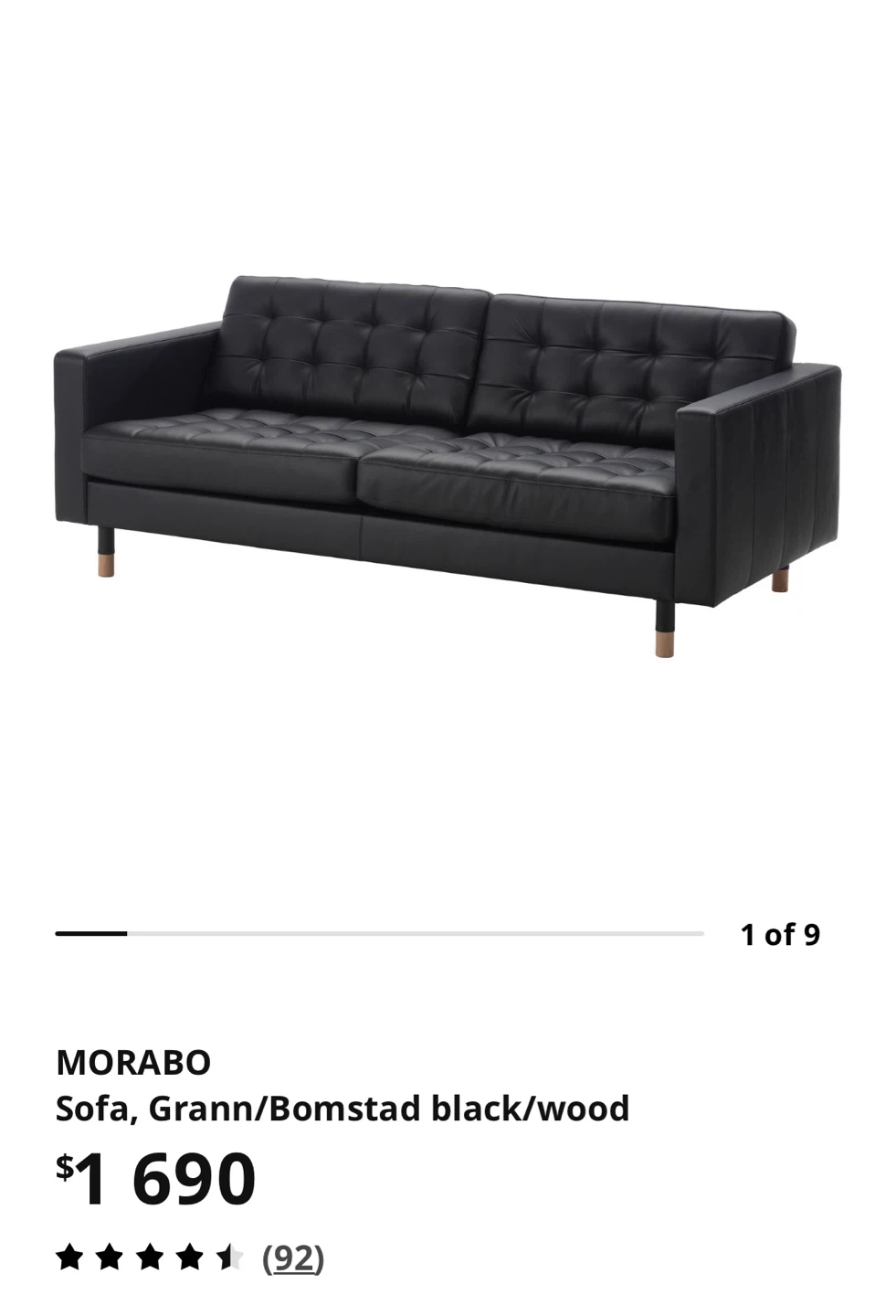 IKEA Morabo Sofa - Grann/Bomstad Black - photo 4