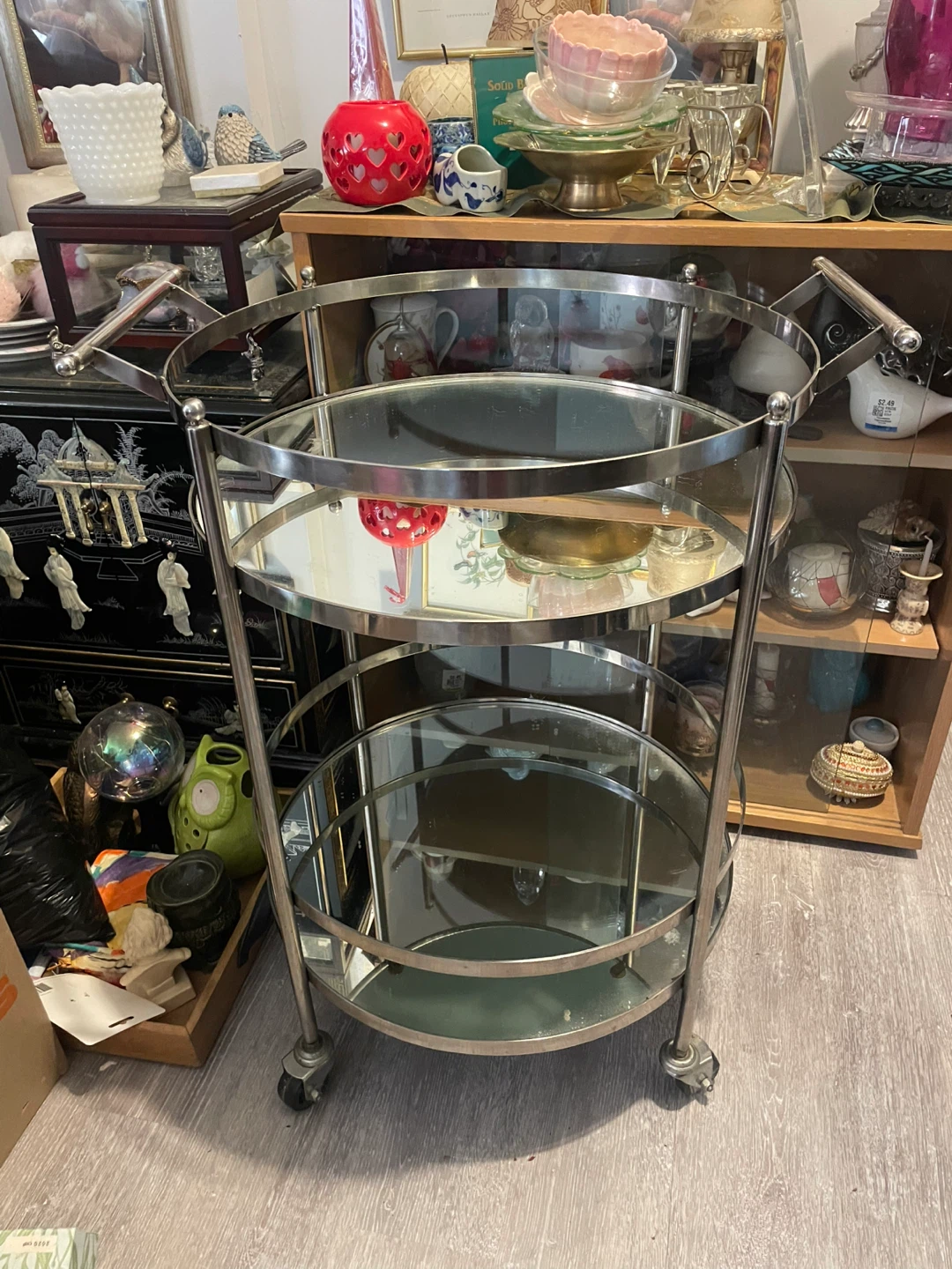 2-Tier Mirrored Bar Cart