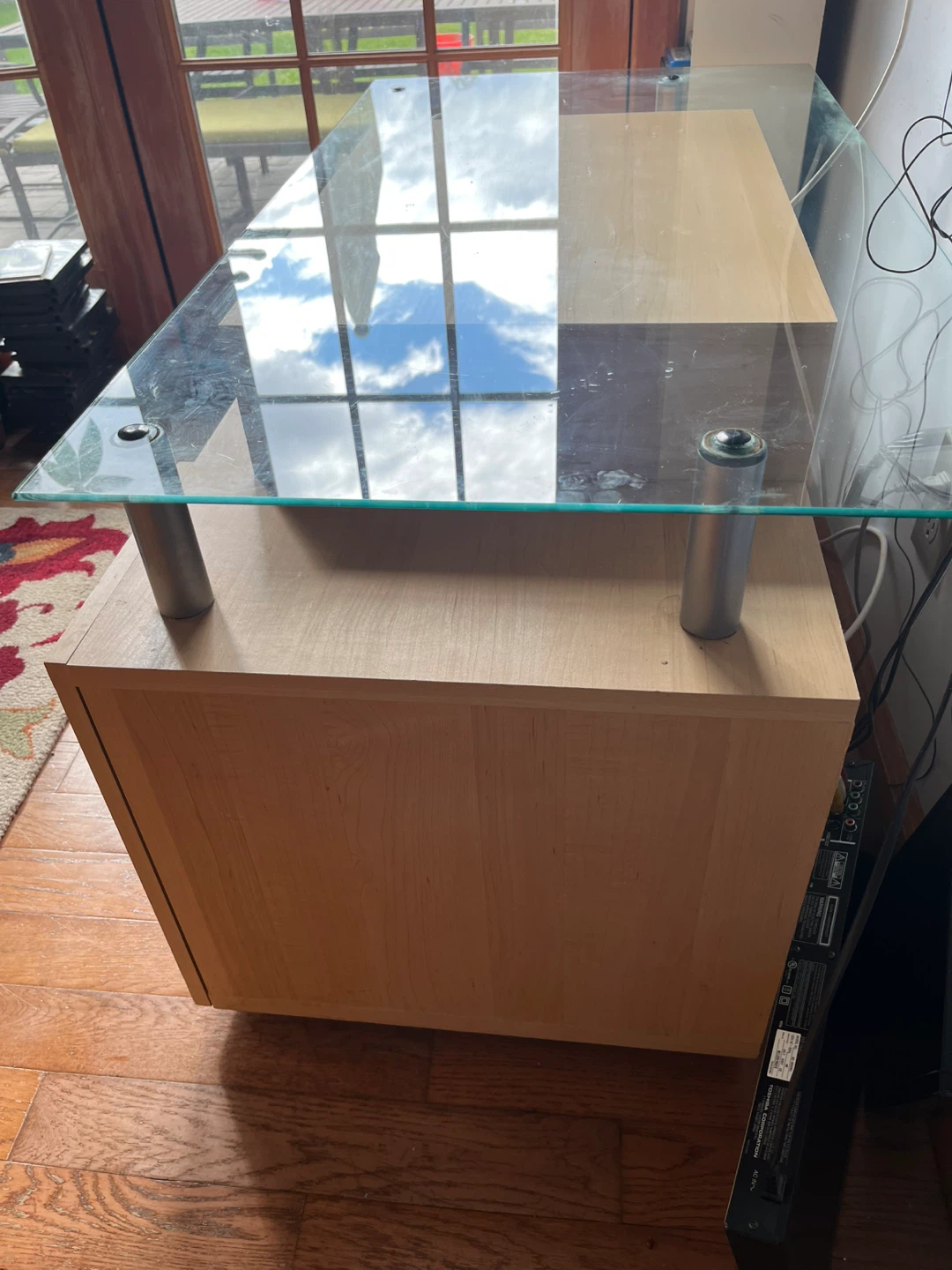 Glass Top Media Console TV Stand with Cabinet Storage - photo 3
