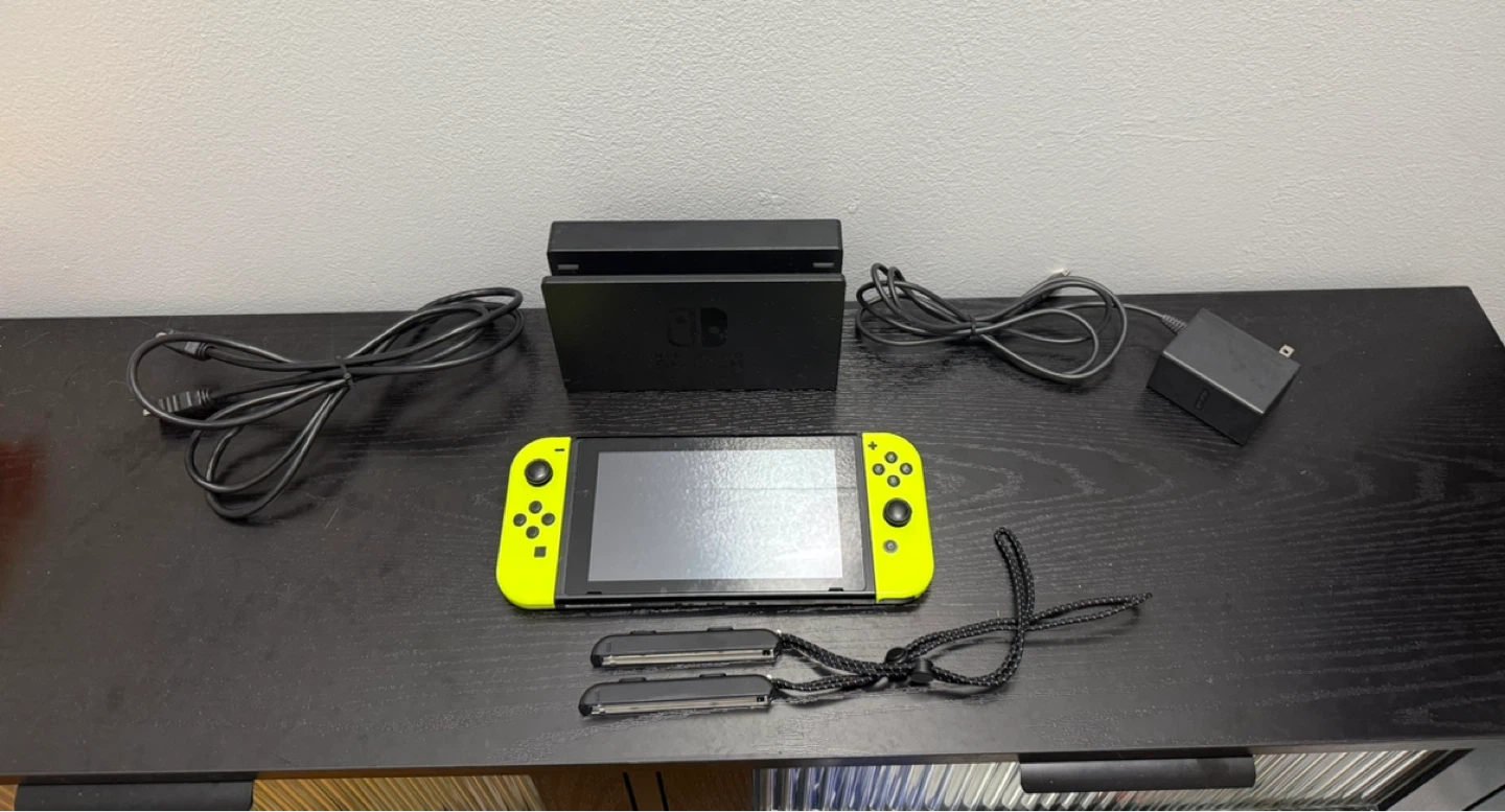 Nintendo Switch Neon Yellow Console with Dock and Accessories
