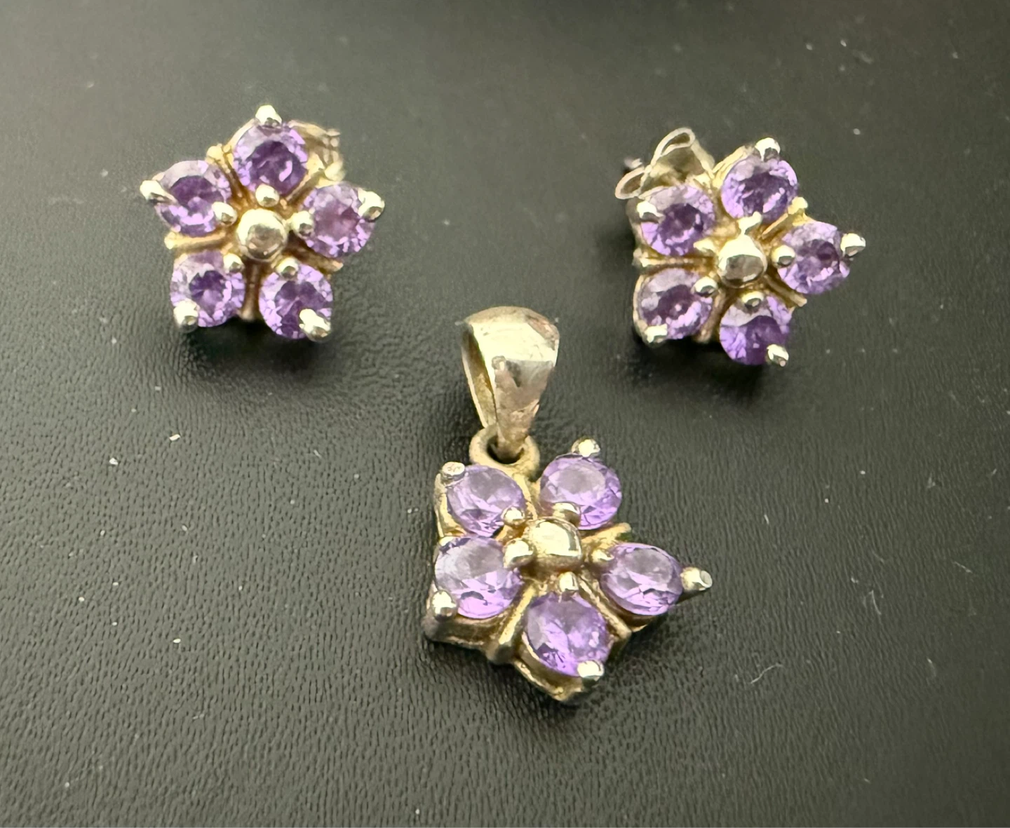 Flower Pendant and Earring Set