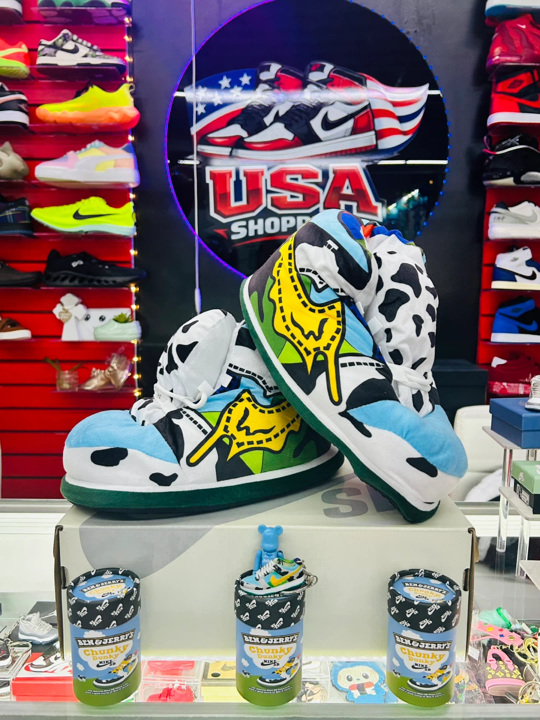 Ben & Jerry's Chunky Monkey Fluffy Sneaker Slippers & Keychains