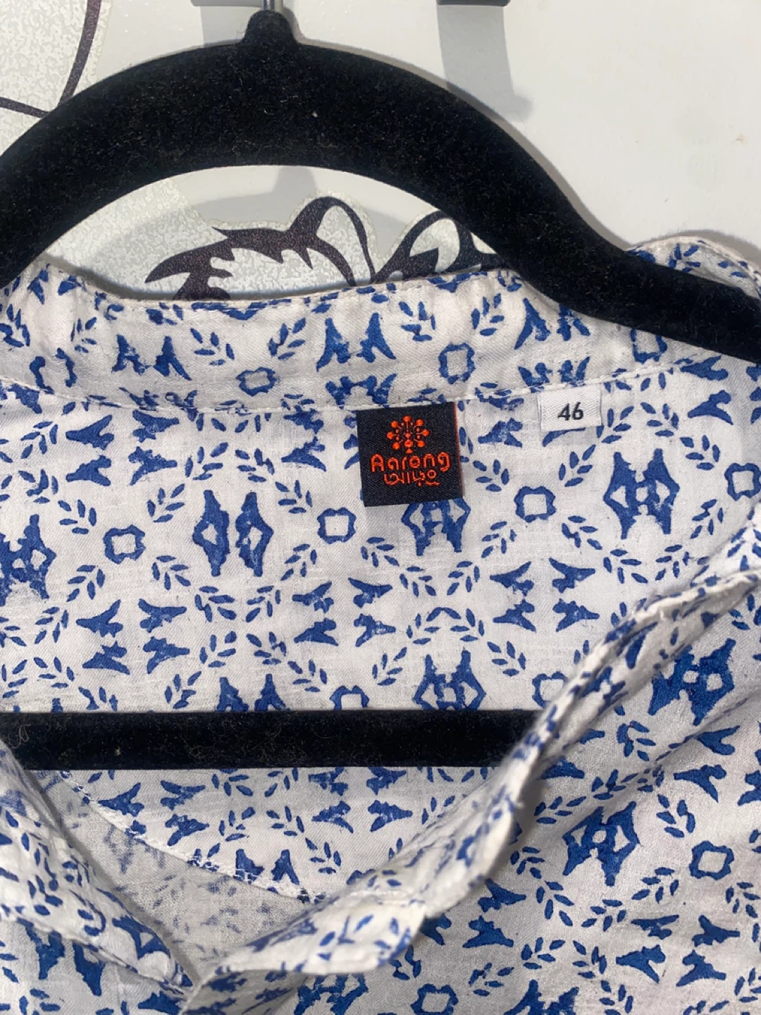 Aarong Men's Blue Floral Print Shirt Size 46 - photo 2