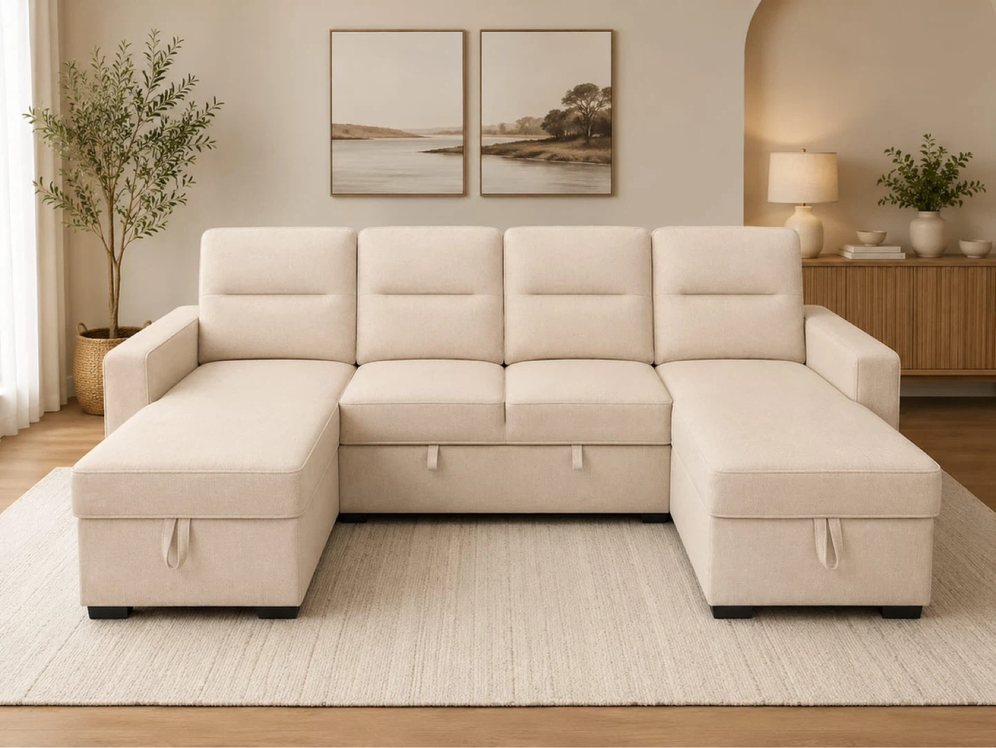 Modern U-shape sleeper sectional