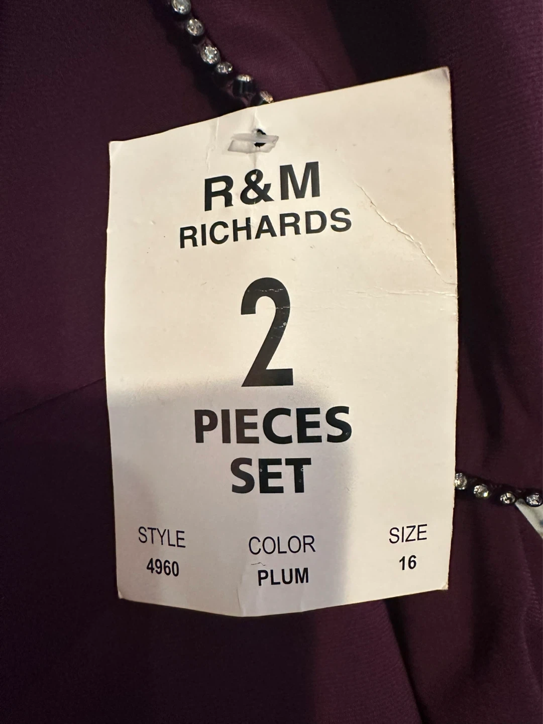 R&M Richards Plum 2-Piece Set Dress Size 16 - photo 2