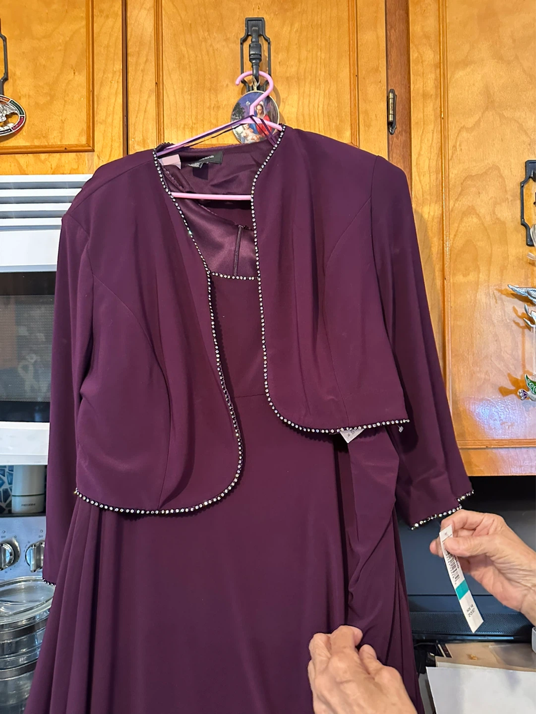 R&M Richards Plum 2-Piece Set Dress Size 16