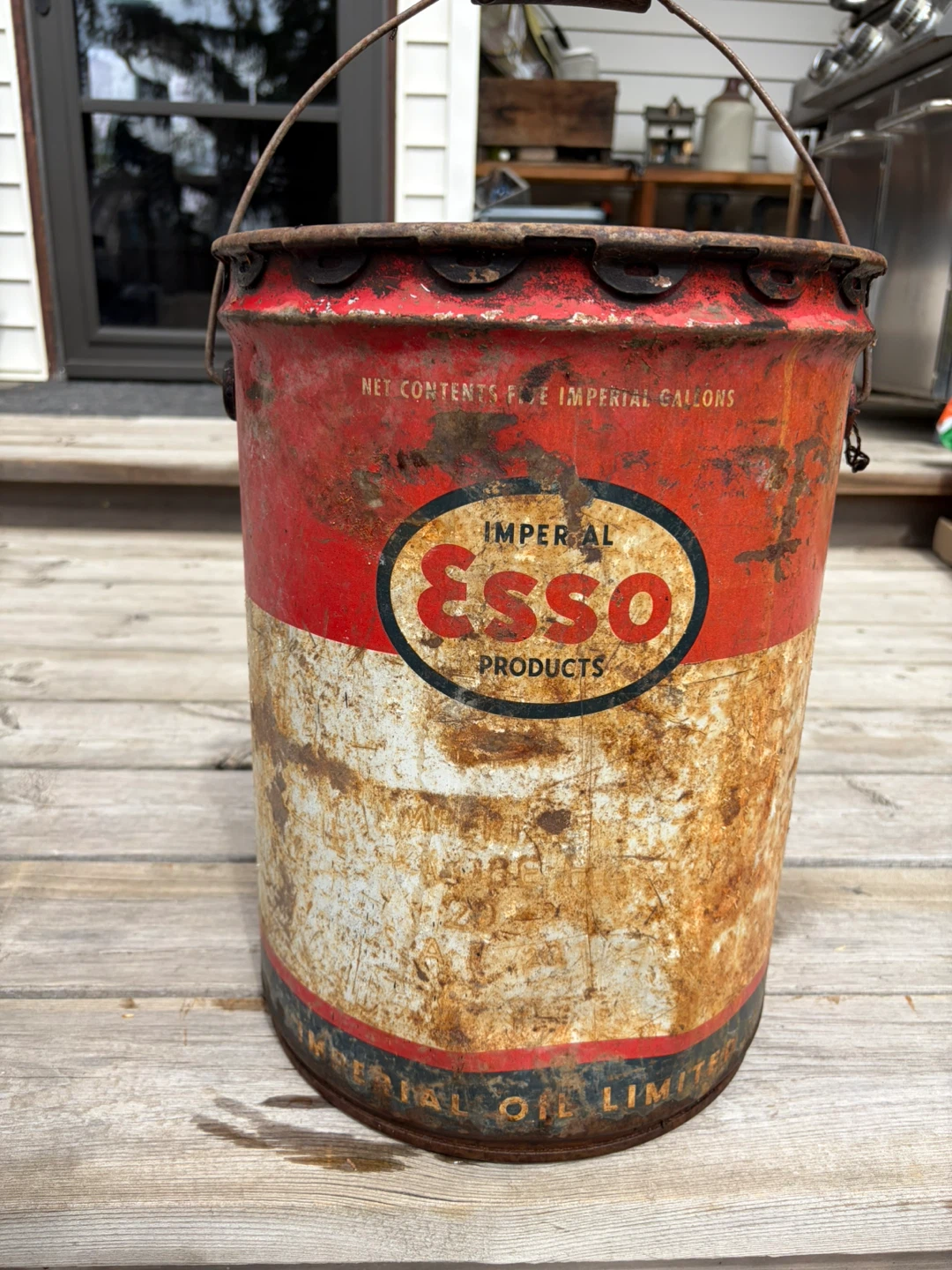Vintage Esso Imperial Lubricants Pail - 5 Imperial Gallons
