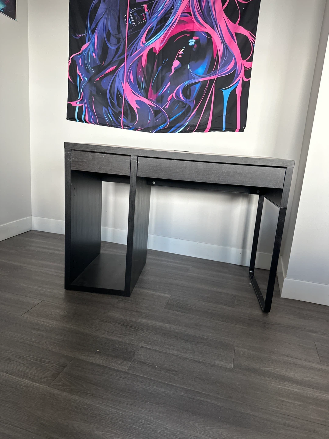 Black Desk with Drawer and Open cabinet - photo 3