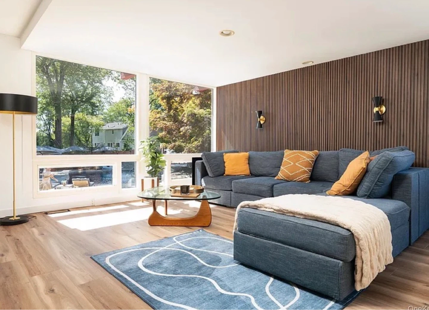 Blue Sectional Sofa with Chaise