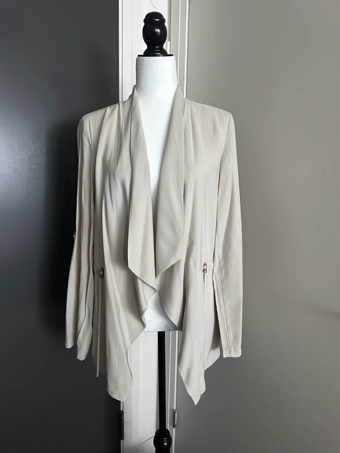 ZARA Beige Drape Front Jacket