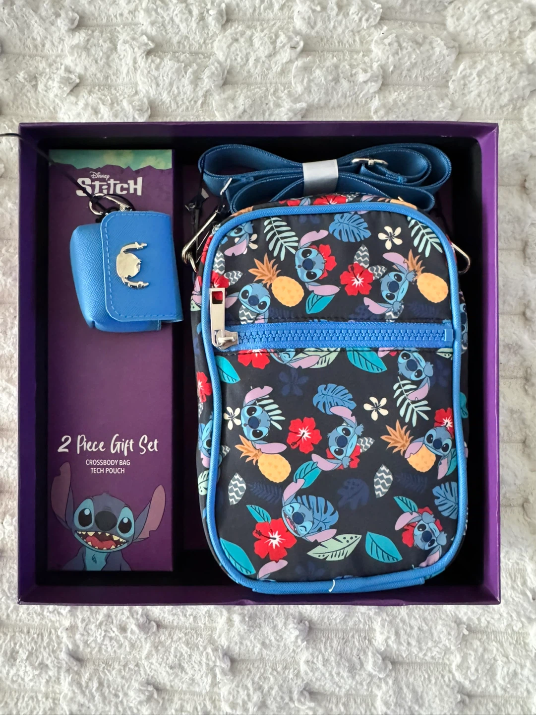 Disney Stitch 2 Piece Gift Set Crossbody Bag & Tech Pouch