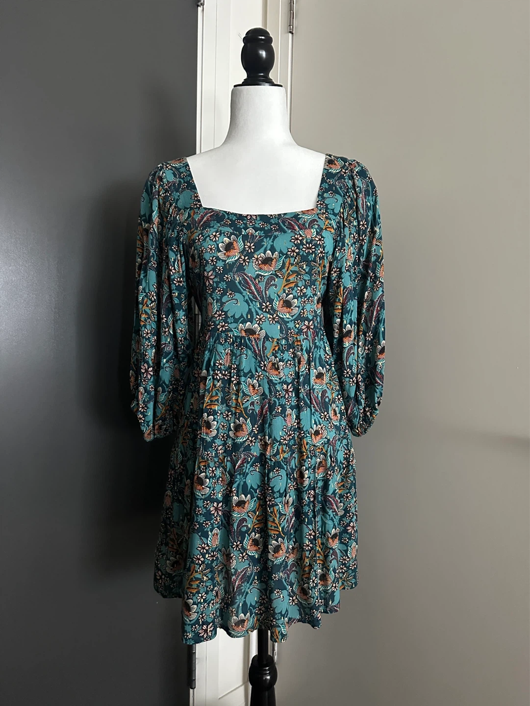 B.o.G Collective Teal Floral Mini Dress - Size M