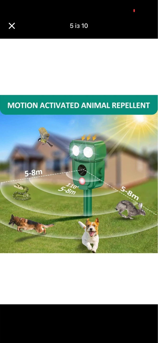 Outdoor Solar Ultrasonic Animal Repeller - photo 5